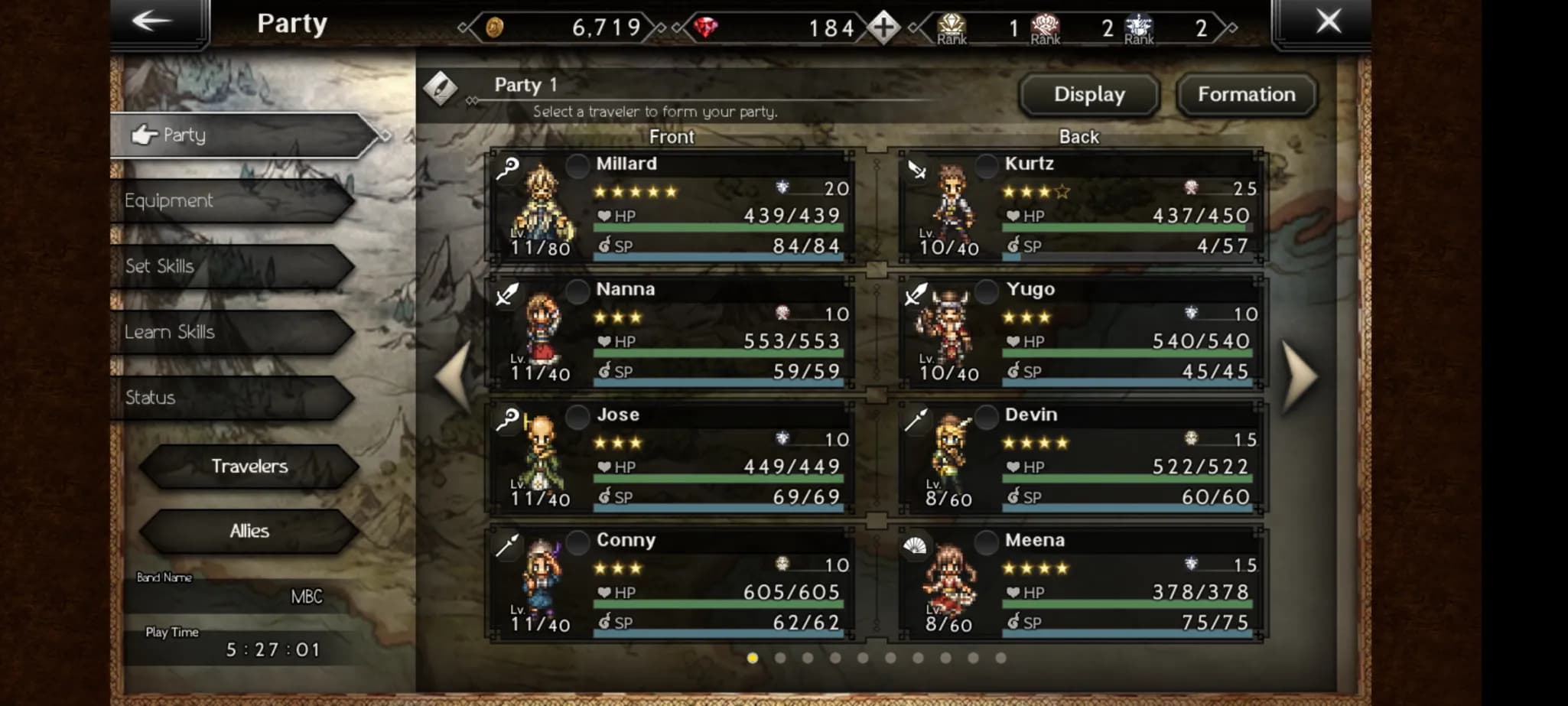 Making a team in Octopath Traveler: COTC
